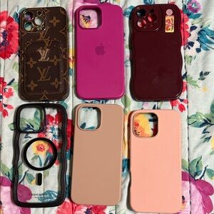 Luxury Designer Phone Case Set - Brown, Pink, Red, Black, Tan